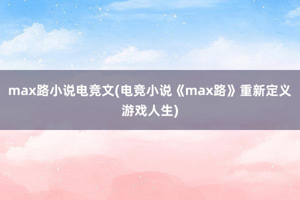 max路小说电竞文(电竞小说《max路》重新定义游戏人生)