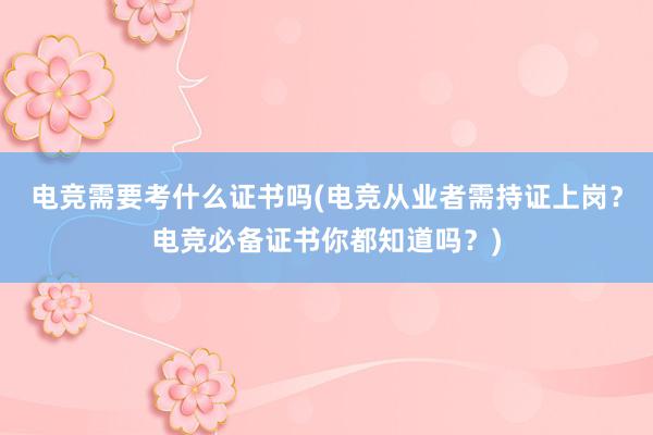 电竞需要考什么证书吗(电竞从业者需持证上岗？电竞必备证书你都知道吗？)