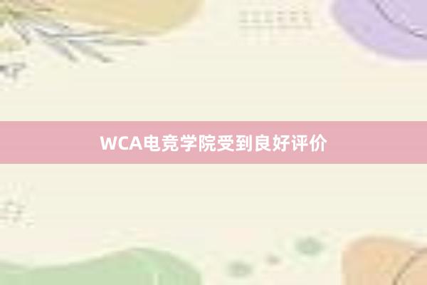 WCA电竞学院受到良好评价