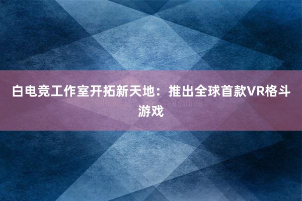 白电竞工作室开拓新天地：推出全球首款VR格斗游戏