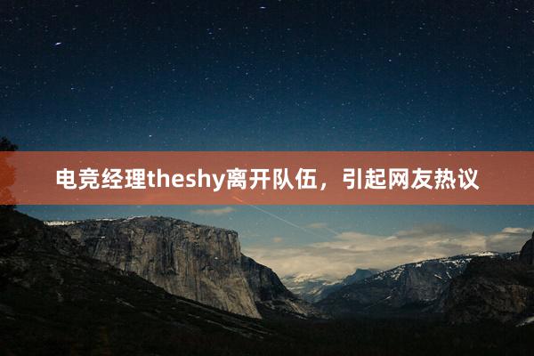 电竞经理theshy离开队伍，引起网友热议